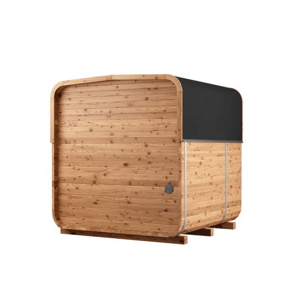 Thermory 4 Person Square Sauna No 43 DIY Kit with Terrace Thermally Modified Spruce Thermory 43BackRightWeb.webp