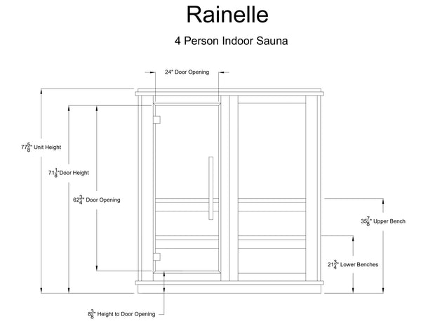 Almost Heaven Rainelle 4 Person Indoor Sauna Respite Series Rustic Cedar,Fir Almost Heaven Sauna RainelleFrontView.webp