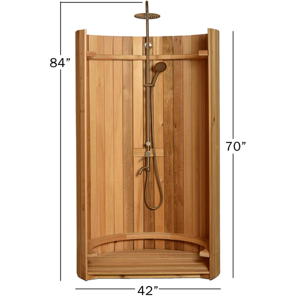 Rinse Ellipse Outdoor Shower Rustic Cedar / No Floor,Rustic Cedar / Floor,Clear Cedar / No Floor,Clear Cedar / Floor Rinse Outdoor Showers Elipse_w_Measurements.jpg