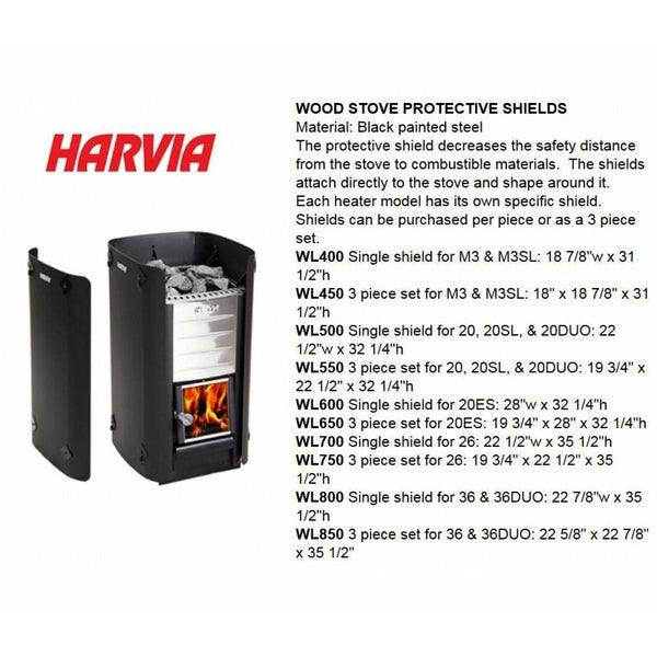 Harvia M3 Wood Burning Heater Package - Includes Rocks, Surround, Base, Chimney, and Rain Cap Harvia M3protectiveshields-1150x989w_a8736a64-9baa-4934-9f96-aa5b2d325e2f.jpg