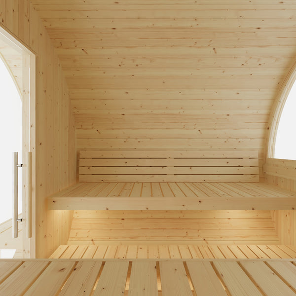 Tampere 4 Person 2 Tier Finnish Barrel Sauna with Heater - By Finnish Barrel Saunas Nordic Spruce / No Terrace Finnish Barrel Saunas 1B6666C2-1782-4835-A13C-B3A4022A394A.jpg