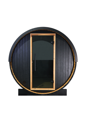 Thermory 2 Person Barrel Sauna No 54 DIY Kit with Window Thermally Modified Spruce,Thermally Modified Spruce - Ignite Thermory 2023-08-02-Barrel-Sauna-Ignite-No54-Freestanding-VMS-01-Cutout.png