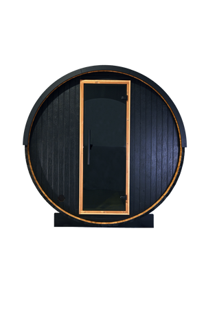 Thermory 4 Person Barrel Sauna No 52 DIY Kit with Window Thermally Modified Spruce,Thermally Modified Spruce - Ignite,Limited Edition - Ignite with Custom LED Lighting Package Thermory 2023-08-02-Barrel-Sauna-Ignite-No62-Freestanding-VMS-09-Cutout.png