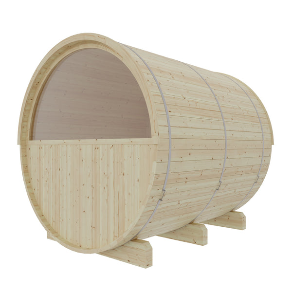 Tampere 4 Person 2 Tier Finnish Barrel Sauna with Heater - By Finnish Barrel Saunas Nordic Spruce / No Terrace Finnish Barrel Saunas 2724A546-0C44-42B6-904C-340539872986.jpg