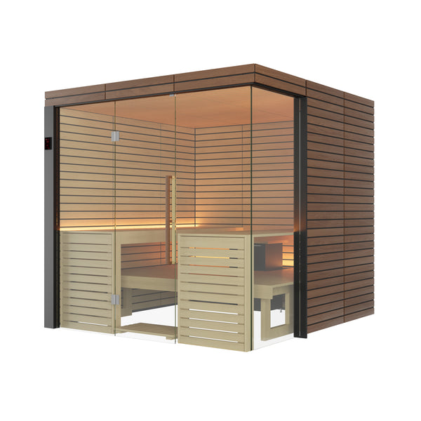 Harvia Lindea View Luxury 4-6 Person | Thermo Wood Reversible Sauna | With Virta 9KW Heater Thermo Wood Exterior and Light Lime Wood Interior Harvia 45.jpg