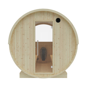 Tampere 4 Person 2 Tier Finnish Barrel Sauna with Heater - By Finnish Barrel Saunas Nordic Spruce / No Terrace Finnish Barrel Saunas 6F38C04A-17B2-4B34-9B26-F3997777D51B.jpg