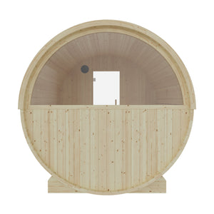 Tampere 4 Person 2 Tier Finnish Barrel Sauna with Heater - By Finnish Barrel Saunas Nordic Spruce / No Terrace Finnish Barrel Saunas 72981050-070B-43A9-8BF3-2E91D8D7A5A3.jpg