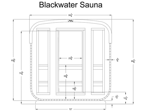 Almost Heaven BlackWater 4 Person Cube Sauna Rustic Red Cedar,Onyx Almost Heaven Sauna AHS_BLACKWATER_SAUNA_5.webp