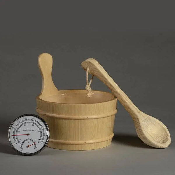 Cedar Sauna Bucket With Stainless Steel Ladle & Liner - 5 Liter Red Cedar Wood Bucket For Sauna Steam - View #7