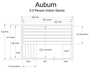 Almost Heaven Auburn 3 Person Indoor Sauna Respite Series Rustic Cedar,Fir Almost Heaven Sauna AuburnLayoutDrawing.webp