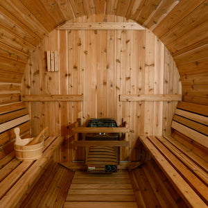 Almost Heaven Audra 4 Person Canopy Barrel Sauna Rustic Cedar,Onyx - Stained Southern Pine Almost Heaven Sauna Barrel_Interior_3_fa117cb7-5241-4970-a6b6-76b05b95be5b.webp