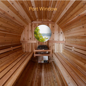 Almost Heaven Lewisburg 6 Person Classic Barrel Sauna Rustic Cedar,Onyx - Stained Southern Pine Almost Heaven Sauna Barrel_Port_Window_69896bc9-d0a4-4430-b2a4-69147f5a5063.webp