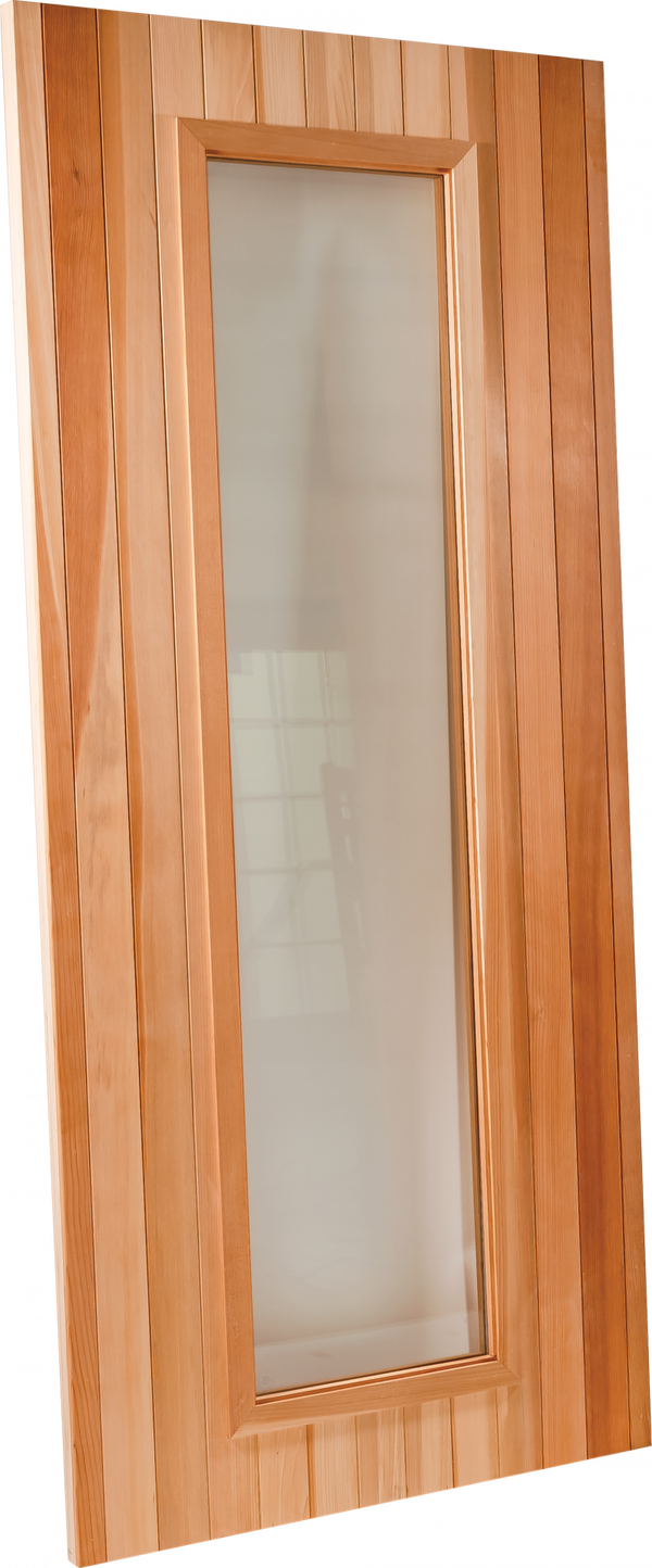 Finnish Sauna Builders Cedar Sauna Door 30" x 80" with a Clear 24" x 67" Tempered Thermo Glass Finnish Sauna Builders Cedar-ADA-2.png