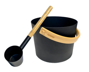 Custom Options Harvia Black Pail and Ladle Set-Matte Steel Finnish Sauna Builders Custom_Options_Accessories_02.webp
