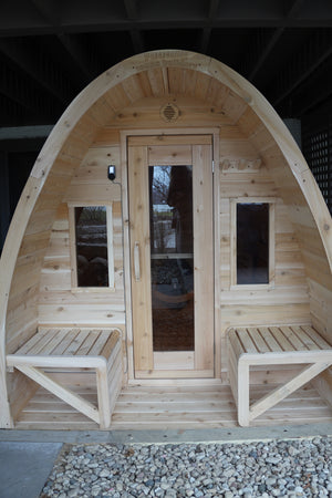 Finnish Sauna Builders Pod Sauna Knotty White Cedar / 7 ft Wide x 7 ft High x 6 ft Long,Knotty White Cedar / 7 ft Wide x 7 ft High x 7 ft Long,Knotty White Cedar / 7 ft Wide x 7 ft High x 8 ft Long,Knotty White Cedar / 7 ft Wide x 7 ft High x 9 ft Long,Knotty White Cedar / 7 ft Wide x 7 ft High x 10 ft Long,Knotty Red Cedar / 7 ft Wide x 7 ft High x 6 ft Long,Knotty Red Cedar / 7 ft Wide x 7 ft High x 7 ft Long,Knotty Red Cedar / 7 ft Wide x 7 ft High x 8 ft Long,Knotty Red Cedar / 7 ft Wide x 7 ft High x 9