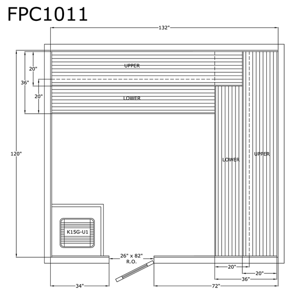 Finlandia Sauna 10' x 11' x 7' Pre-Cut Sauna Kit Standard Option / 7 Foot Tall / No Backrest,Standard Option / 7 Foot Tall / Backrest + $471.90,Standard Option / 8 Foot Tall + $595.98 / No Backrest,Standard Option / 8 Foot Tall + $595.98 / Backrest + $471.90 Finlandia Sauna FPC1011.png