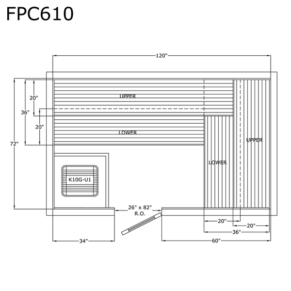 Finlandia Sauna 6' x 10' x 7' Pre-Cut Sauna Kit Standard Option / 7 Foot Tall / No Backrest,Standard Option / 7 Foot Tall / Backrest + $429.00,Standard Option / 7 Foot Tall / Backrest & Skirts + $1869.00,Standard Option / 8 Foot Tall + $454.08 / No Backrest,Standard Option / 8 Foot Tall + $454.08 / Backrest + $429.00,Standard Option / 8 Foot Tall + $454.08 / Backrest & Skirts + $1869.00 Finlandia Sauna FPC610.png