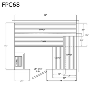 Finlandia Sauna 6' x 8' x 7' Pre-Cut Sauna Kit Standard Option / 7 Foot Tall / No Backrest,Standard Option / 7 Foot Tall / Backrest + $343.20,Standard Option / 7 Foot Tall / Backrest & Skirts + $1543.20,Standard Option / 8 Foot Tall - $397.32 / No Backrest,Standard Option / 8 Foot Tall - $397.32 / Backrest + $343.20,Standard Option / 8 Foot Tall - $397.32 / Backrest & Skirts + $1543.20 Finlandia Sauna FPC68.png