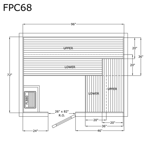 Finlandia Sauna 6' x 8' x 7' Pre-Cut Sauna Kit Standard Option / 7 Foot Tall / No Backrest,Standard Option / 7 Foot Tall / Backrest + $343.20,Standard Option / 7 Foot Tall / Backrest & Skirts + $1543.20,Standard Option / 8 Foot Tall - $397.32 / No Backrest,Standard Option / 8 Foot Tall - $397.32 / Backrest + $343.20,Standard Option / 8 Foot Tall - $397.32 / Backrest & Skirts + $1543.20 Finlandia Sauna FPC68.png