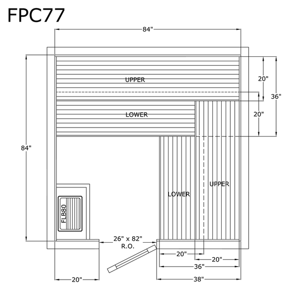 Finlandia Sauna 7' x 7' x 7' Pre-Cut Sauna Kit Standard Option / 7 Foot Tall / No Backrest,Standard Option / 7 Foot Tall / Backrest + $300.30,Standard Option / 7 Foot Tall / Backrest & Skirts + $1380.30,Standard Option / 8 Foot Tall + $397.32 / No Backrest,Standard Option / 8 Foot Tall + $397.32 / Backrest + $300.30,Standard Option / 8 Foot Tall + $397.32 / Backrest & Skirts + $1380.30 Finlandia Sauna FPC77.png