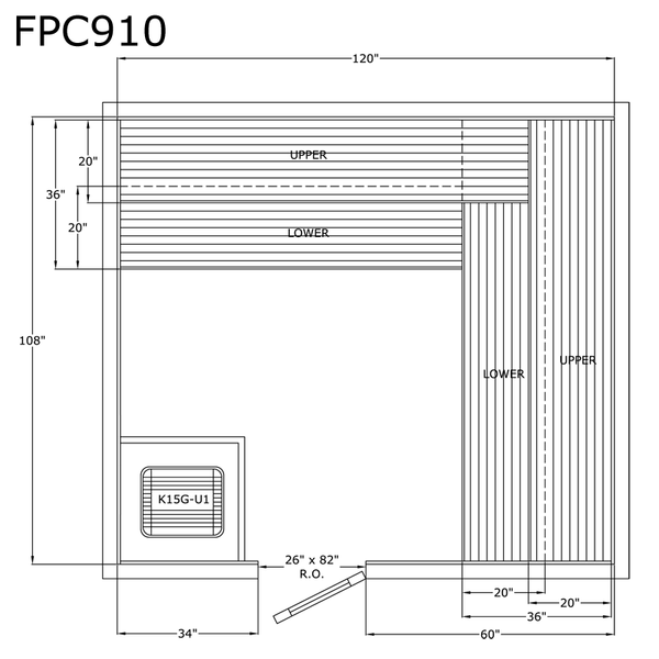 Finlandia Sauna 9' x 10' x 7' Pre-Cut Sauna Kit Standard Option / 7 Foot Tall / No Backrest,Standard Option / 7 Foot Tall / Backrest + $429.00,Standard Option / 7 Foot Tall / Backrest & Skirts + $2109.00,Standard Option / 8 Foot Tall + $539.22 / No Backrest,Standard Option / 8 Foot Tall + $539.22 / Backrest + $429.00,Standard Option / 8 Foot Tall + $539.22 / Backrest & Skirts + $2109.00 Finlandia Sauna FPC910.png