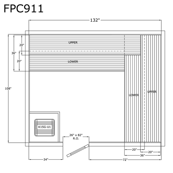 Finlandia Sauna 9' x 11' x 7' Pre-Cut Sauna Kit Standard Option / 7 Foot Tall / No Backrest,Standard Option / 7 Foot Tall / Backrest + $471.90,Standard Option / 7 Foot Tall / Backrest & Skirts + $2229.00,Standard Option / 8 Foot Tall + $567.60 / No Backrest,Standard Option / 8 Foot Tall + $567.60 / Backrest + $471.90,Standard Option / 8 Foot Tall + $567.60 / Backrest & Skirts + $2229.00 Finlandia Sauna FPC911.png