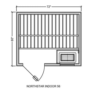 Finnleo NorthStar Indoor Sauna NSI-44 (48x48x80), Piccolo Mini 1.7 kW, floor included,NSI-44 (48x48x80), Piccolo Mini 2.2 kW, floor included,NSI-46 (48x72x84), Designer SL2 4.5 kW, 1 window,NSI-56 (60x72x84), Designer SL2 6.0 kW, 1 window,NSI-57 (60x84x84), Designer SL2 6.0 kW, 2 windo Finnleo FinnleoNorthStar56IndoorSauna01.webp