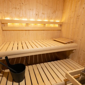 Finnleo NorthStar Indoor Sauna NSI-44 (48x48x80), Piccolo Mini 1.7 kW, floor included,NSI-44 (48x48x80), Piccolo Mini 2.2 kW, floor included,NSI-46 (48x72x84), Designer SL2 4.5 kW, 1 window,NSI-56 (60x72x84), Designer SL2 6.0 kW, 1 window,NSI-57 (60x84x84), Designer SL2 6.0 kW, 2 windo Finnleo FinnleoNorthStar56IndoorSauna02.webp