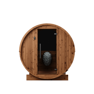 Thermory 2 Person Barrel Sauna No 54 DIY Kit with Window Thermally Modified Spruce,Thermally Modified Spruce - Ignite Thermory Front_8713ec96-2653-4161-99e2-611a1584e31b.png