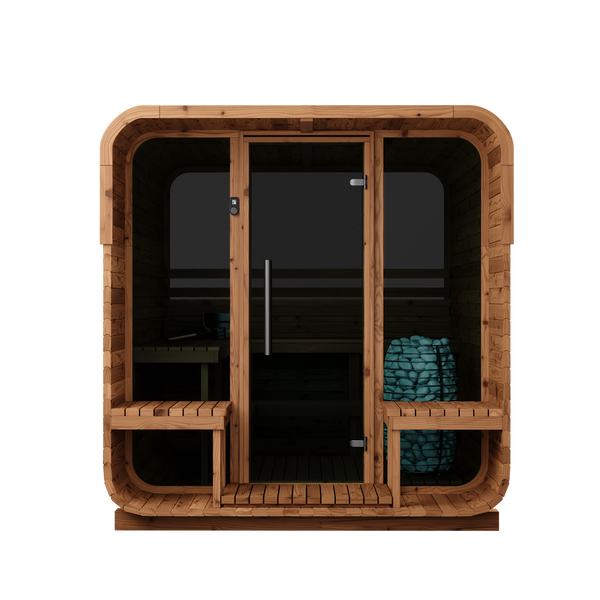 Thermory 6 Person Square Sauna No 40 DIY Kit with Terrace and Window Thermally Modified Spruce Thermory Front_fd36259b-aec2-4f84-a727-7ec8d913e484.png