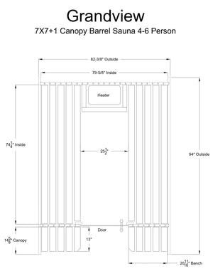 Almost Heaven Grandview 6 Person Canopy Barrel Sauna - photo 12