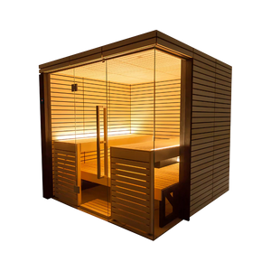 Harvia Lindea View Luxury 4-6 Person | Thermo Wood Reversible Sauna | With Virta 9KW Heater