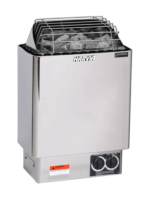Harvia KIP45B Stainless Steel with Built-in Control 240V 1PH / 100 to 210 cubic feet Finnish Sauna Builders Harvia_KIP45B_Stainless_Steel_with_Built-in_Control_01.webp