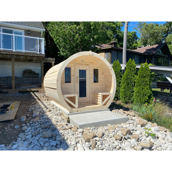 Finnish Sauna Builders Flat Bottom Barrel Sauna Pine / 7 ft Wide x 7 ft High x 6 ft Long,Pine / 7 ft Wide x 7 ft High x 7 ft Long,Pine / 7 ft Wide x 7 ft High x 8 ft Long,Pine / 7 ft Wide x 7 ft High x 9 ft Long,Pine / 7 ft Wide x 7 ft High x 10 ft Long,Knotty White Cedar / 7 ft Wide x 7 ft High x 6 ft Long,Knotty White Cedar / 7 ft Wide x 7 ft High x 7 ft Long,Knotty White Cedar / 7 ft Wide x 7 ft High x 8 ft Long,Knotty White Cedar / 7 ft Wide x 7 ft High x 9 ft Long,Knotty White Cedar / 7 ft Wide x 7 ft 