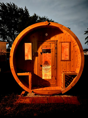 Finnish Sauna Builders Barrel Sauna Knotty White Cedar / 7 ft Wide x 7 ft High x 6 ft Long,Knotty White Cedar / 7 ft Wide x 7 ft High x 7 ft Long,Knotty White Cedar / 7 ft Wide x 7 ft High x 8 ft Long,Knotty White Cedar / 7 ft Wide x 7 ft High x 9 ft Long,Knotty White Cedar / 7 ft Wide x 7 ft High x 10 ft Long,Knotty Red Cedar / 7 ft Wide x 7 ft High x 6 ft Long,Knotty Red Cedar / 7 ft Wide x 7 ft High x 7 ft Long,Knotty Red Cedar / 7 ft Wide x 7 ft High x 8 ft Long,Knotty Red Cedar / 7 ft Wide x 7 ft High 