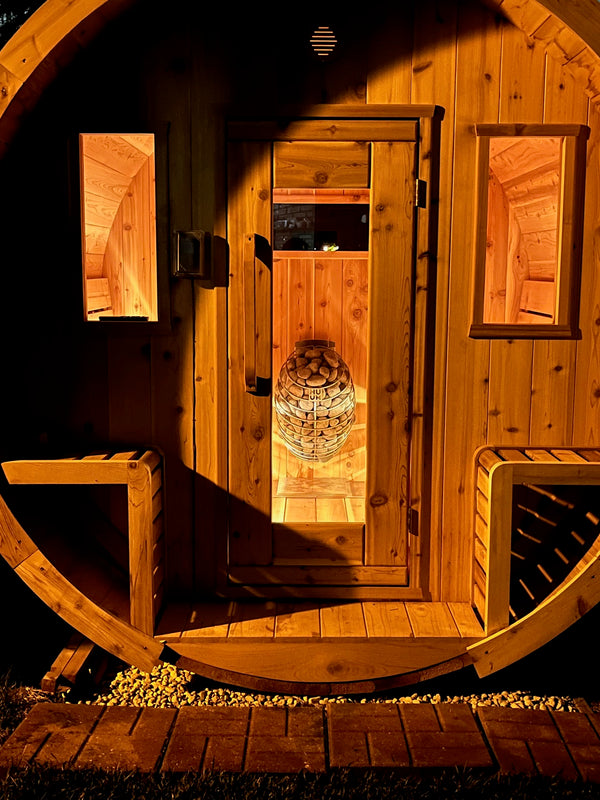 Finnish Sauna Builders Barrel Sauna Pine / 7 ft Wide x 7 ft High x 6 ft Long,Pine / 7 ft Wide x 7 ft High x 7 ft Long,Pine / 7 ft Wide x 7 ft High x 8 ft Long,Pine / 7 ft Wide x 7 ft High x 9 ft Long,Pine / 7 ft Wide x 7 ft High x 10 ft Long,Knotty White Cedar / 7 ft Wide x 7 ft High x 6 ft Long,Knotty White Cedar / 7 ft Wide x 7 ft High x 7 ft Long,Knotty White Cedar / 7 ft Wide x 7 ft High x 8 ft Long,Knotty White Cedar / 7 ft Wide x 7 ft High x 9 ft Long,Knotty White Cedar / 7 ft Wide x 7 ft High x 10 ft