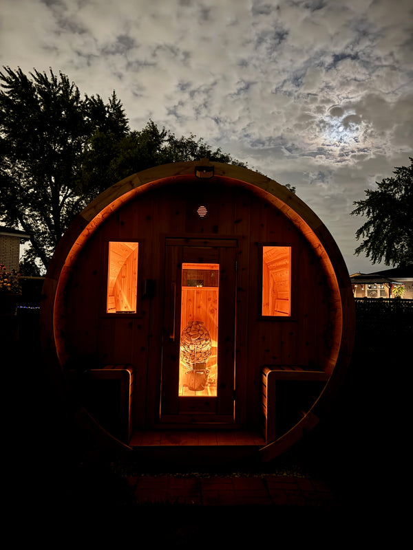 Finnish Sauna Builders Barrel Sauna Pine / 7 ft Wide x 7 ft High x 6 ft Long,Pine / 7 ft Wide x 7 ft High x 7 ft Long,Pine / 7 ft Wide x 7 ft High x 8 ft Long,Pine / 7 ft Wide x 7 ft High x 9 ft Long,Pine / 7 ft Wide x 7 ft High x 10 ft Long,Knotty White Cedar / 7 ft Wide x 7 ft High x 6 ft Long,Knotty White Cedar / 7 ft Wide x 7 ft High x 7 ft Long,Knotty White Cedar / 7 ft Wide x 7 ft High x 8 ft Long,Knotty White Cedar / 7 ft Wide x 7 ft High x 9 ft Long,Knotty White Cedar / 7 ft Wide x 7 ft High x 10 ft