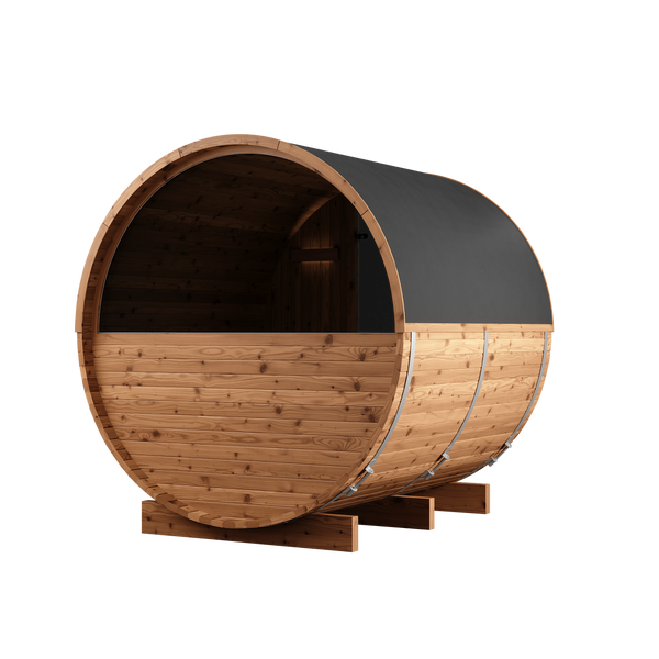 Thermory 6 Person Barrel Sauna No 62 DIY Kit with Window Thermally Modified Spruce,Thermally Modified Spruce - Ignite Thermory Left_PVC_28ae4ead-fde2-4105-84ca-ec5c3c5ae762.png