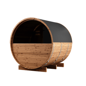 Thermory 4 Person Barrel Sauna No 60 DIY Kit with Porch and Window Thermally Modified Spruce Thermory Left_pvc_88f67c0b-6570-4e17-8faf-1f74d2e31c75.png