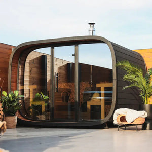 Leil Round Cube Single Outdoor Sauna