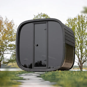 Leil® Saunas Black Cube 4 Person Outdoor Sauna Kit