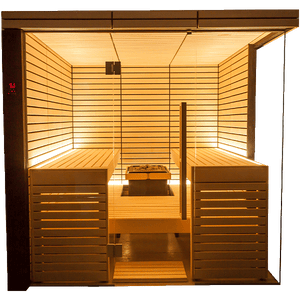 Harvia Lindea View Luxury 4-6 Person | Thermo Wood Reversible Sauna | With Virta 9KW Heater Thermo Wood Exterior and Light Lime Wood Interior,Thermo Wood Interior and Exterior Harvia Lindea-View-Large-2.png