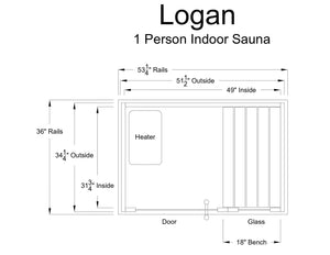 Almost Heaven Logan 1 Person Indoor Sauna Respite Series Rustic Cedar,Fir Almost Heaven Sauna LoganLayoutDrawing_1.webp