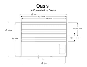 Almost Heaven Oasis 4 Person Indoor Sauna Rustic Cedar,Fir Almost Heaven Sauna OasisLayoutDrawing.webp