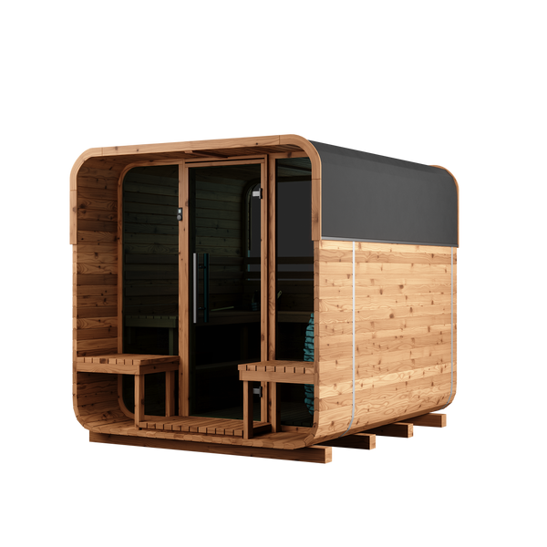 Thermory 6 Person Square Sauna No 40 DIY Kit with Terrace and Window