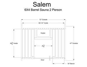 Almost Heaven Salem 2 Person Classic Barrel Sauna Rustic Cedar,Onyx - Stained Southern Pine Almost Heaven Sauna SalemLayoutDrawing.webp