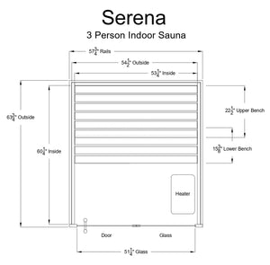 Almost Heaven Serena 3 Person Indoor Sauna Rustic Cedar,Fir Almost Heaven Sauna SerenaLayoutDrawing.webp