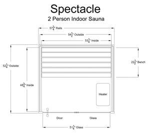 Almost Heaven Spectacle 2 Person Indoor Sauna Rustic Cedar,Fir Almost Heaven Sauna SpectacleLayoutDrawing.webp
