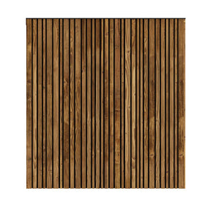 Wooden panel with vertical slats on a white background