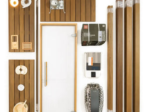 Custom Indoor Sauna Room - 3' x 4' x 8' - Finnish Sauna Builders Thermo Poplar / No Accessories / No Heater,Thermo Poplar / No Accessories / Harvia KIP45W 4.5KW WiFi with Heater Stones,Thermo Poplar / No Accessories / HUUM Cliff Mini 3.5KW WiFi with Heater Stones and Railing,Thermo Poplar / Bench Skirting / No Heater,Thermo Poplar / Bench Skirting / Harvia KIP45W 4.5KW WiFi with Heater Stones,Thermo Poplar / Bench Skirting / HUUM Cliff Mini 3.5KW WiFi with Heater Stones and Railing,Thermo Poplar / LED Under